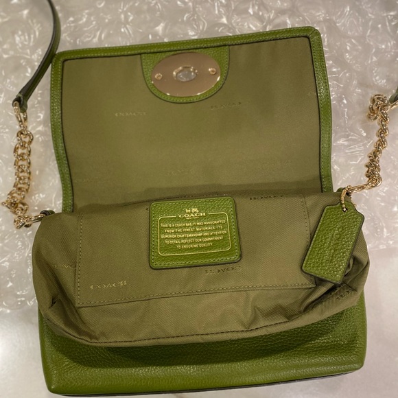 Coach Shoulder Bag Green Leather - Picture 3 of 12